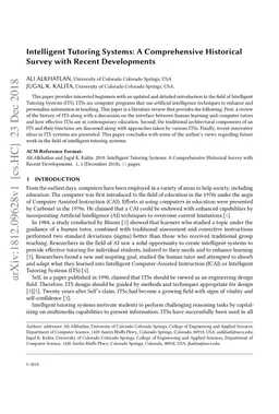 Intelligent Tutoring Systems: A Comprehensive Historical Survey with
  Recent Developments