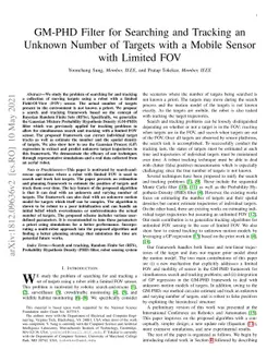 GM-PHD Filter for Searching and Tracking an Unknown Number of Targets
  with a Mobile Sensor with Limited FOV