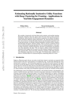 Estimating Rationally Inattentive Utility Functions with Deep Clustering
  for Framing - Applications in YouTube Engagement Dynamics
