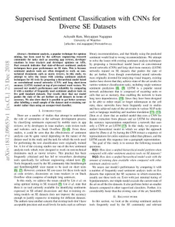 Supervised Sentiment Classification with CNNs for Diverse SE Datasets