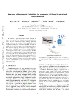 Learning a Disentangled Embedding for Monocular 3D Shape Retrieval and
  Pose Estimation