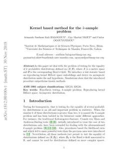 Kernel based method for the $k$-sample problem