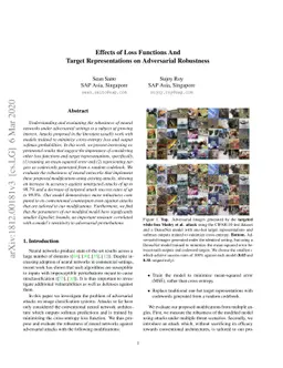 Effects of Loss Functions And Target Representations on Adversarial
  Robustness
