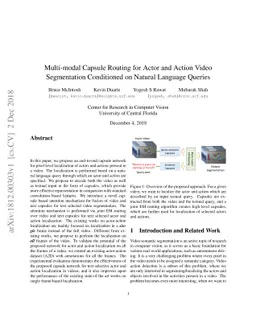 Multi-modal Capsule Routing for Actor and Action Video Segmentation
  Conditioned on Natural Language Queries