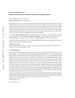 A Survey of Fake News: Fundamental Theories, Detection Methods, and
  Opportunities