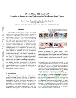 How to Make a BLT Sandwich? Learning to Reason towards Understanding Web
  Instructional Videos