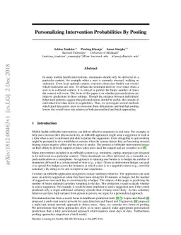 Personalizing Intervention Probabilities By Pooling