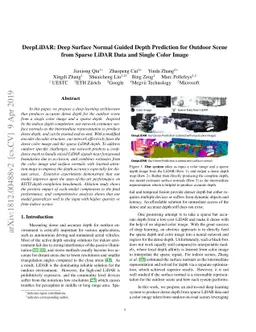 DeepLiDAR: Deep Surface Normal Guided Depth Prediction for Outdoor Scene
  from Sparse LiDAR Data and Single Color Image