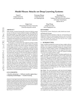 Model-Reuse Attacks on Deep Learning Systems