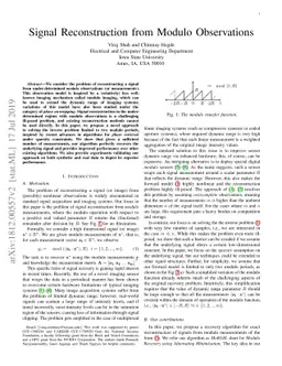Signal Reconstruction from Modulo Observations