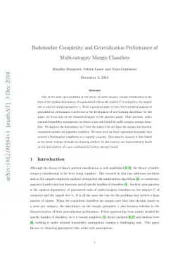 Rademacher Complexity and Generalization Performance of Multi-category
  Margin Classifiers