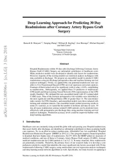 Deep Learning Approach for Predicting 30 Day Readmissions after Coronary
  Artery Bypass Graft Surgery