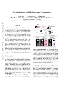 Disentangling Adversarial Robustness and Generalization