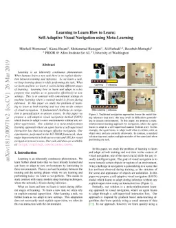 Learning to Learn How to Learn: Self-Adaptive Visual Navigation Using
  Meta-Learning