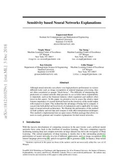 Sensitivity based Neural Networks Explanations