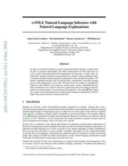 e-SNLI: Natural Language Inference with Natural Language Explanations