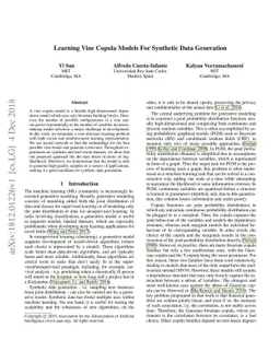 Learning Vine Copula Models For Synthetic Data Generation