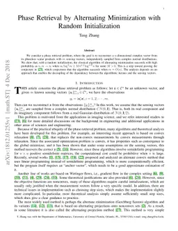 Phase Retrieval by Alternating Minimization with Random Initialization