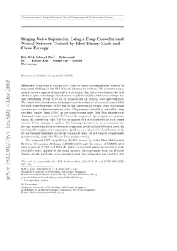 Singing Voice Separation Using a Deep Convolutional Neural Network
  Trained by Ideal Binary Mask and Cross Entropy