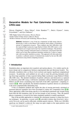 Generative Models for Fast Calorimeter Simulation.LHCb case