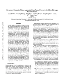 Structured Semantic Model supported Deep Neural Network for
  Click-Through Rate Prediction