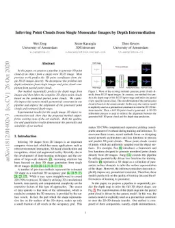Inferring Point Clouds from Single Monocular Images by Depth
  Intermediation