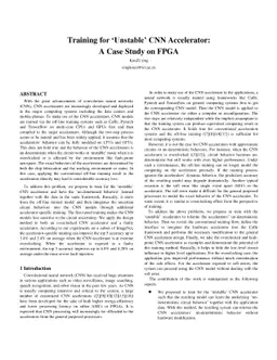 Training for Únstable' CNN Accelerator:A Case Study on FPGA