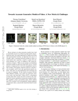 Towards Accurate Generative Models of Video: A New Metric & Challenges