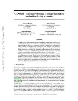 GANtruth - an unpaired image-to-image translation method for driving
  scenarios