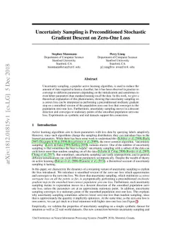 Uncertainty Sampling is Preconditioned Stochastic Gradient Descent on
  Zero-One Loss
