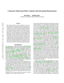 Cooperative Multi-Agent Policy Gradients with Sub-optimal Demonstration