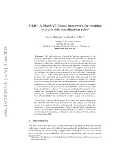 MLIC: A MaxSAT-Based framework for learning interpretable classification
  rules