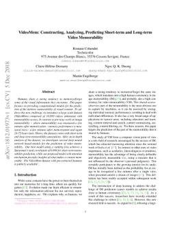 VideoMem: Constructing, Analyzing, Predicting Short-term and Long-term
  Video Memorability