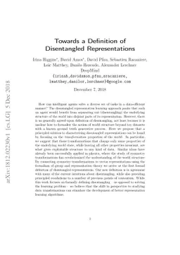 Towards a Definition of Disentangled Representations