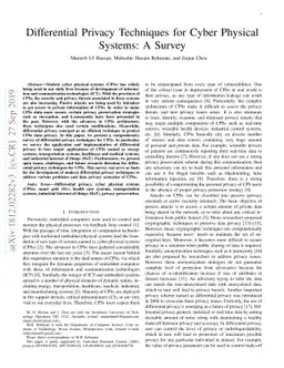 Differential Privacy Techniques for Cyber Physical Systems: A Survey