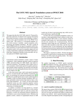 The USTC-NEL Speech Translation system at IWSLT 2018