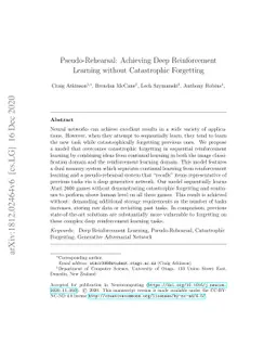 Pseudo-Rehearsal: Achieving Deep Reinforcement Learning without
  Catastrophic Forgetting