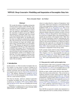 MIWAE: Deep Generative Modelling and Imputation of Incomplete Data