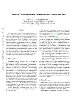 Theoretical Guarantees of Deep Embedding Losses Under Label Noise