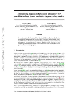 Embedding-reparameterization procedure for manifold-valued latent
  variables in generative models