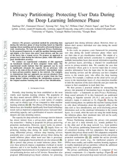 Privacy Partitioning: Protecting User Data During the Deep Learning
  Inference Phase