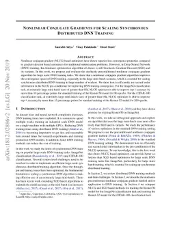 Nonlinear Conjugate Gradients For Scaling Synchronous Distributed DNN
  Training