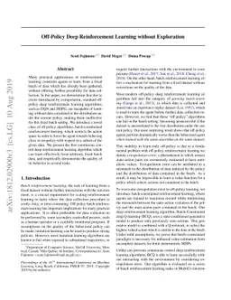 Off-Policy Deep Reinforcement Learning without Exploration