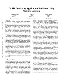 PARIS: Predicting Application Resilience Using Machine Learning