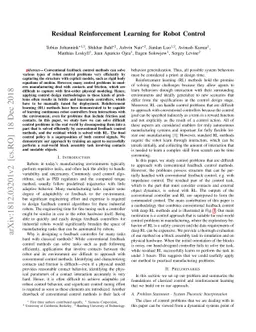 Residual Reinforcement Learning for Robot Control