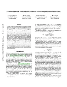 Generalized Batch Normalization: Towards Accelerating Deep Neural
  Networks