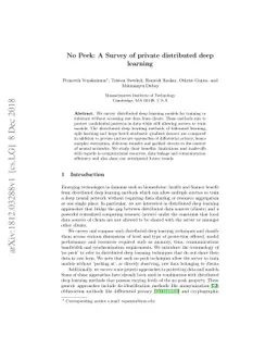 No Peek: A Survey of private distributed deep learning