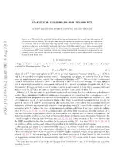 Statistical thresholds for Tensor PCA