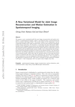 A New Variational Model for Joint Image Reconstruction and Motion
  Estimation in Spatiotemporal Imaging