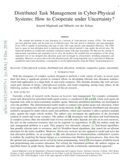 Distributed Task Management in Cyber-Physical Systems: How to Cooperate
  under Uncertainty?